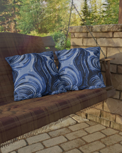 Uzi Spiral Deep Blue 20" x 20" Outdoor Pillow