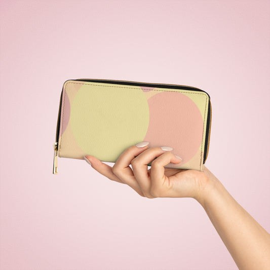 Pastel Hot Peach Patches Elegant Abstract Zipper Wallet - Stylish & Functional Accessory for Everyday Use