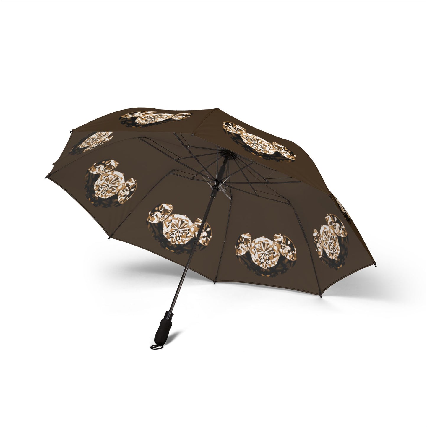 Stylish Chocolate Tri-Diamonds Foldable Umbrella - Compact & Chic
