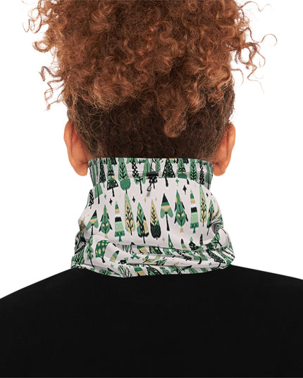 Mini Vintage Green Trees Winter Neck Gaiter With Drawstring