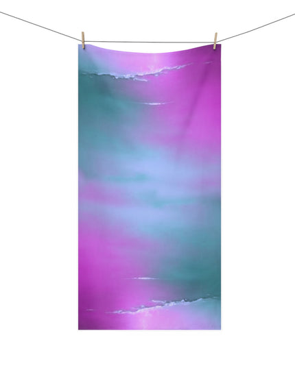 Dark Blue Green Sea Purple Fog 30" x 60" Mink-Cotton Towel (50% polyester, 50% cotton)