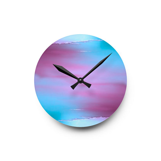Wine Sea Blue Fog Acrylic Round Wall Clock, 8" x 8"