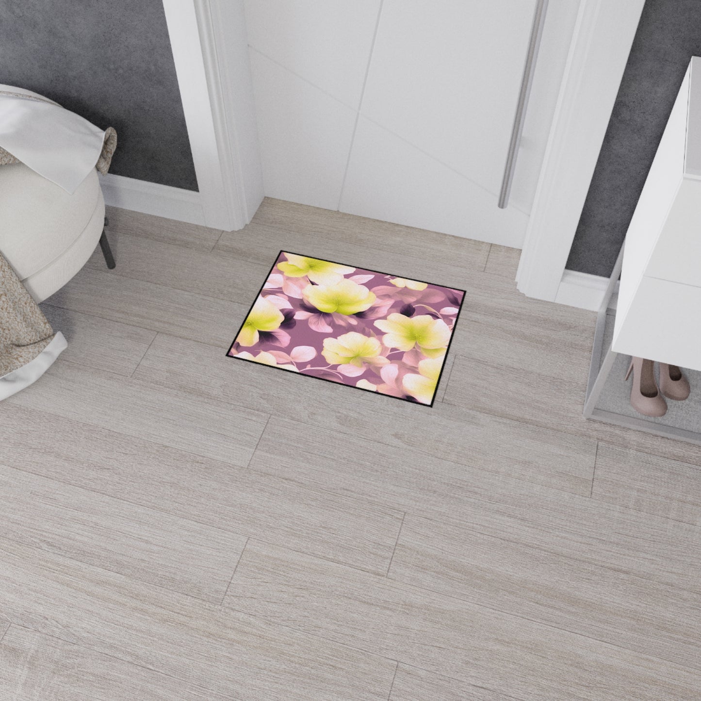 Lemon Blossom Floral Bunch Heavy Duty Floor Mat, 18" x 24"