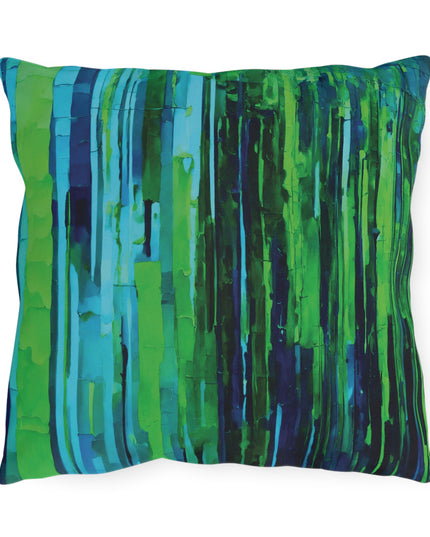 Striped Blue Green Pastel 16" x 16" Outdoor Pillow