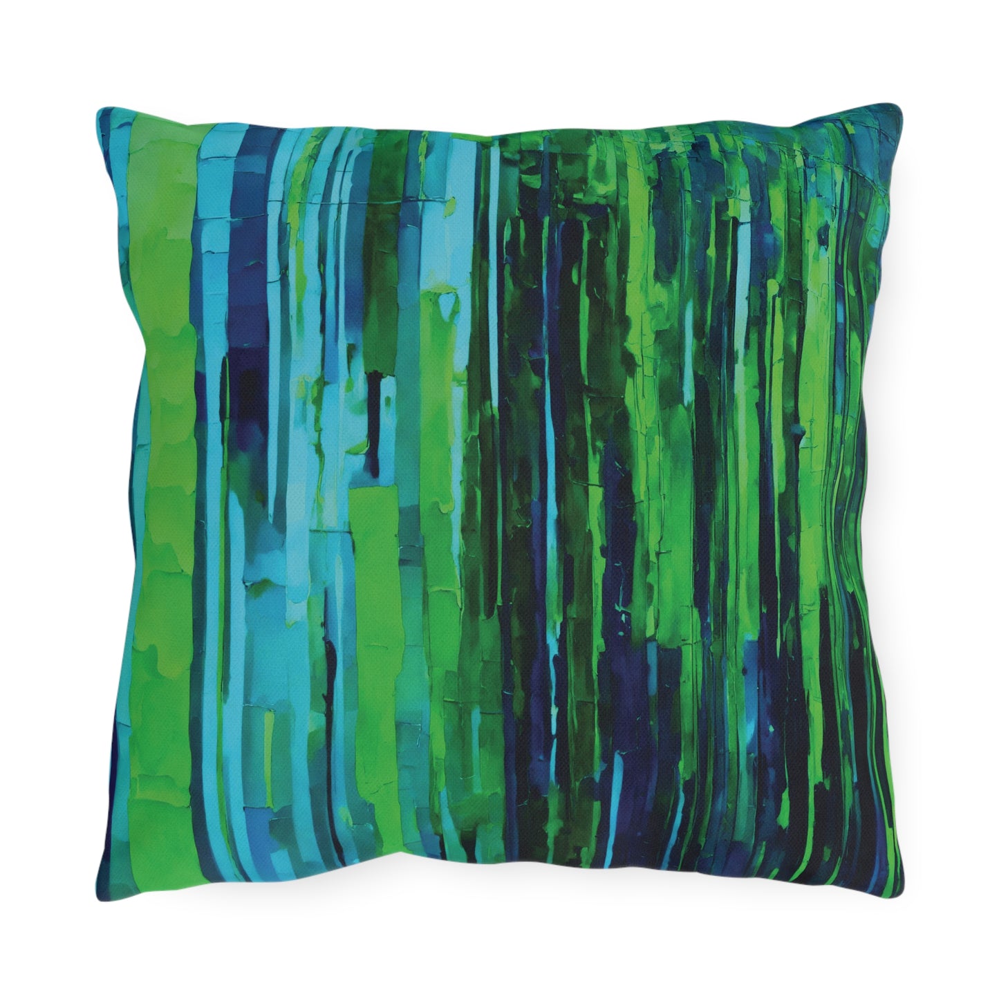 Striped Blue Green Pastel 16" x 16" Outdoor Pillow