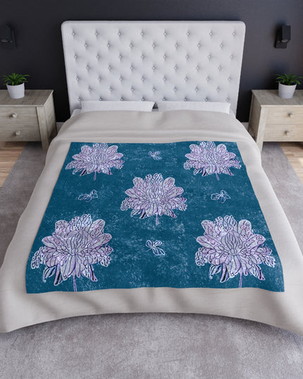 Lavender Floral Butterflies 50" x 60" Crushed Velvet Blanket