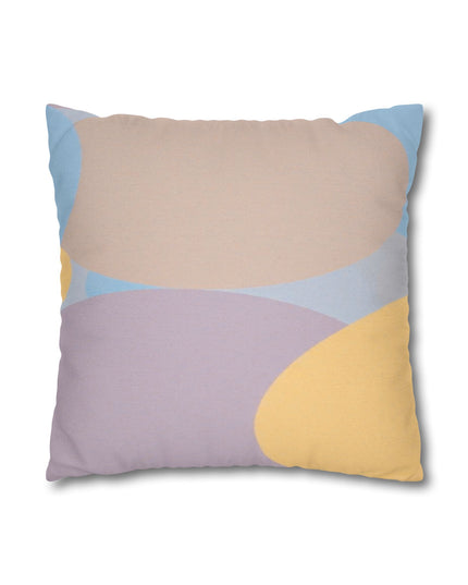 Pastel Baby Blue and Peach Patches Spun Polyester Square Pillowcase, 14" x 14"