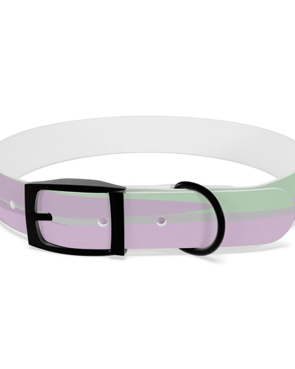 Pastel Lavender Purple and Soft Green Patches Large Dog Collar