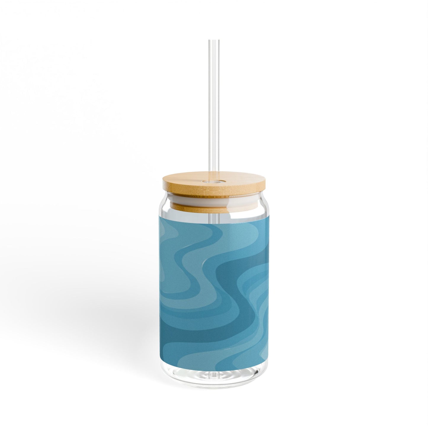 Sky Blue Wavey Sipper Glass, 16oz