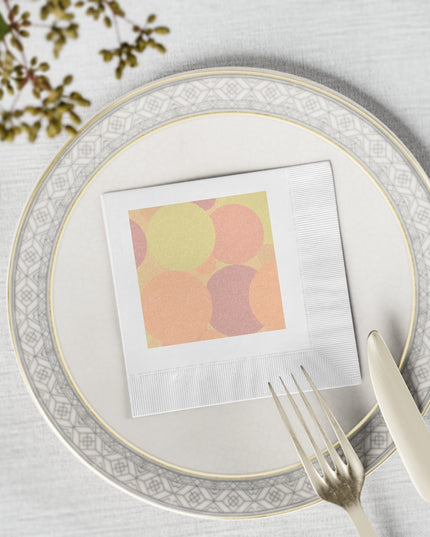 Pastel Hot Peach Patches White Coined Napkins, 4.8" x 4.8"