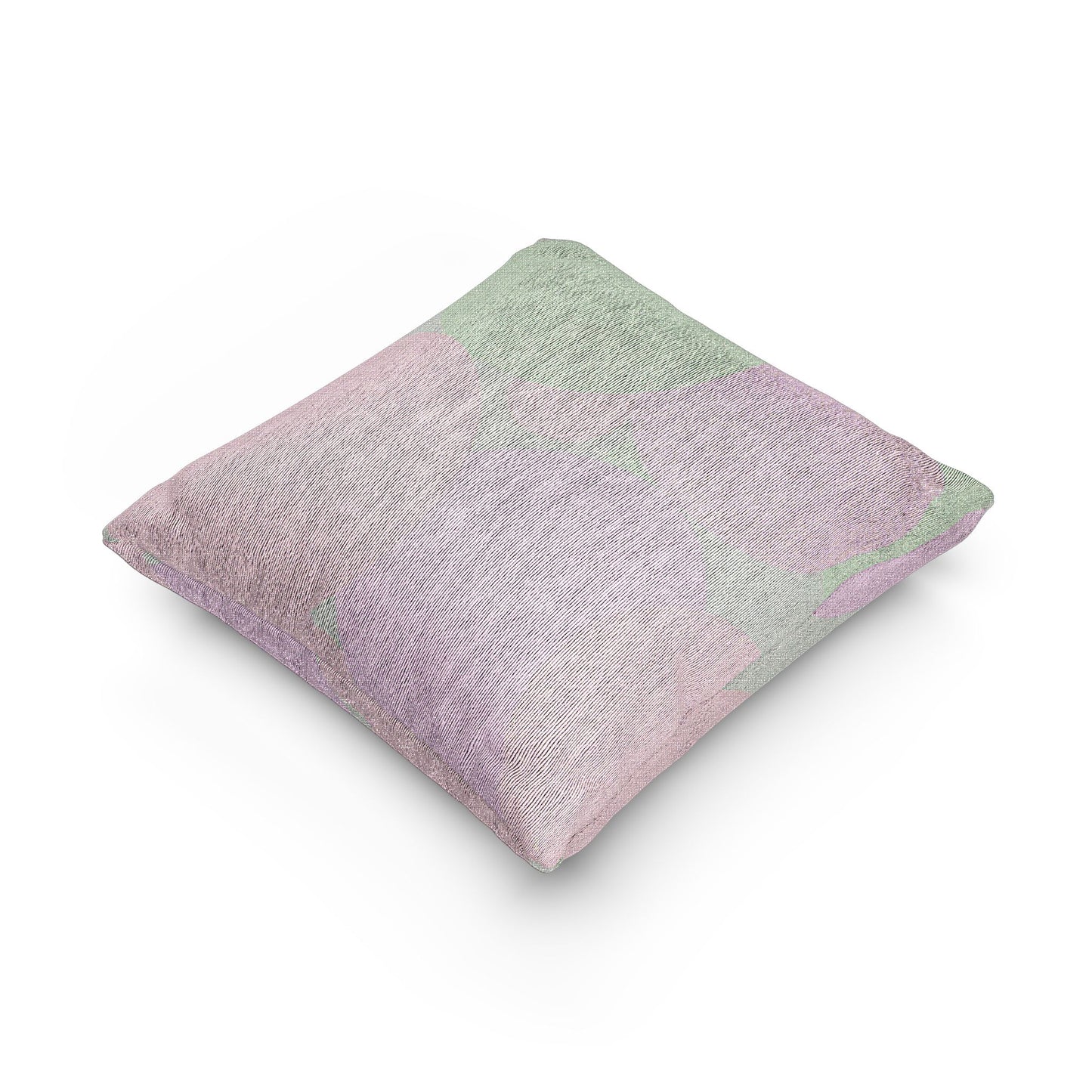 Magenta and Tan Patches Woven Pillow, 17" x 18"