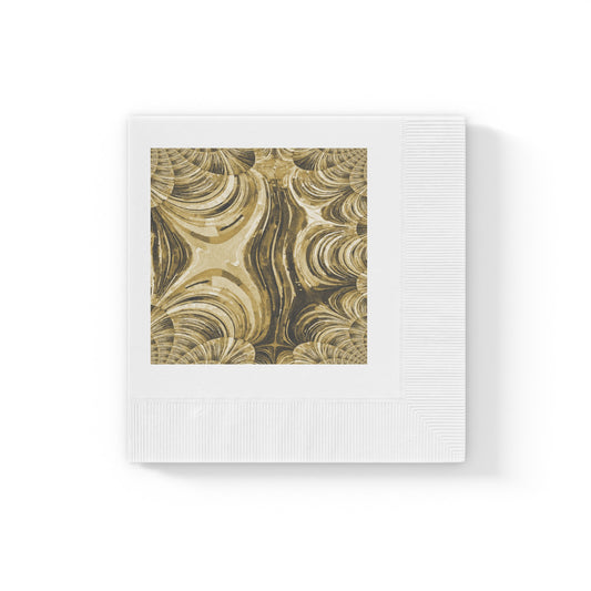 Uzi Spiral Light Brown Pastel White Coined Napkins, 4.8" x 4.8"