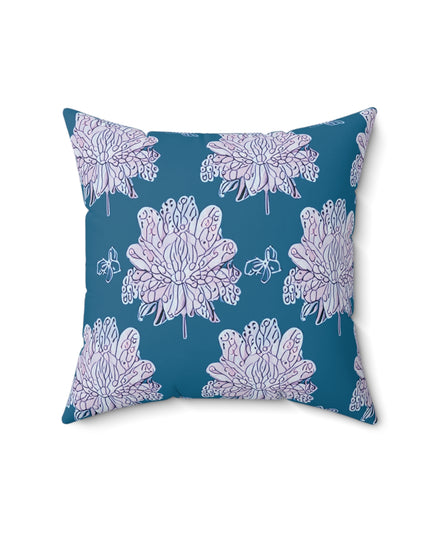 Lavender Floral Butterflies 16" x 16" Faux Suede Square Pillow