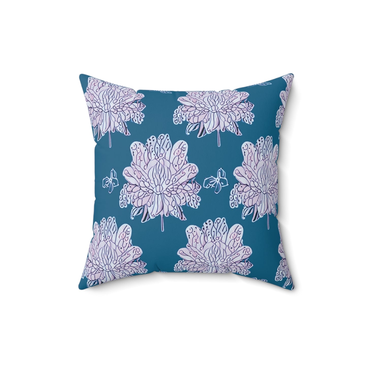 Lavender Floral Butterflies 16" x 16" Faux Suede Square Pillow