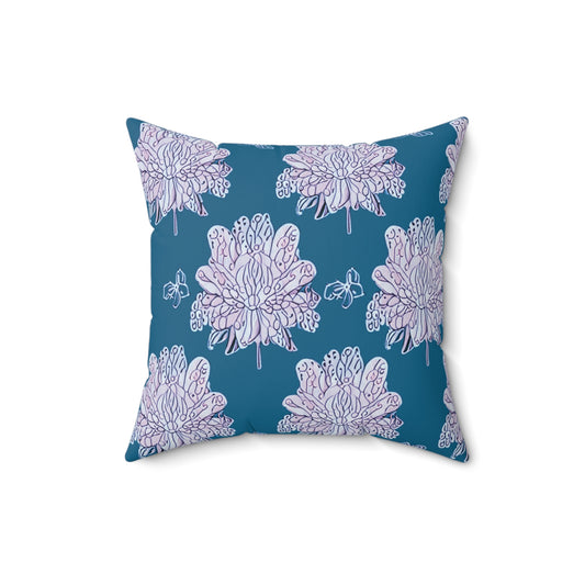 Lavender Floral Butterflies 16" x 16" Faux Suede Square Pillow