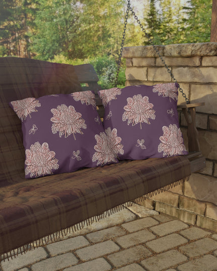 Pink Floral Butterflies 20" x 20" Outdoor Pillow