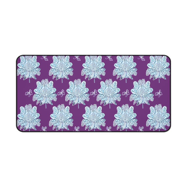 Blue Floral Butterflies 16" x 32" Desk Mat