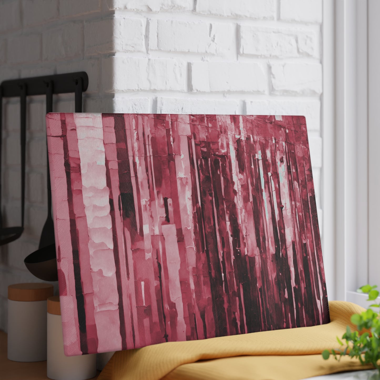 Striped Ruby 11" x 15" Glass Cutting Board