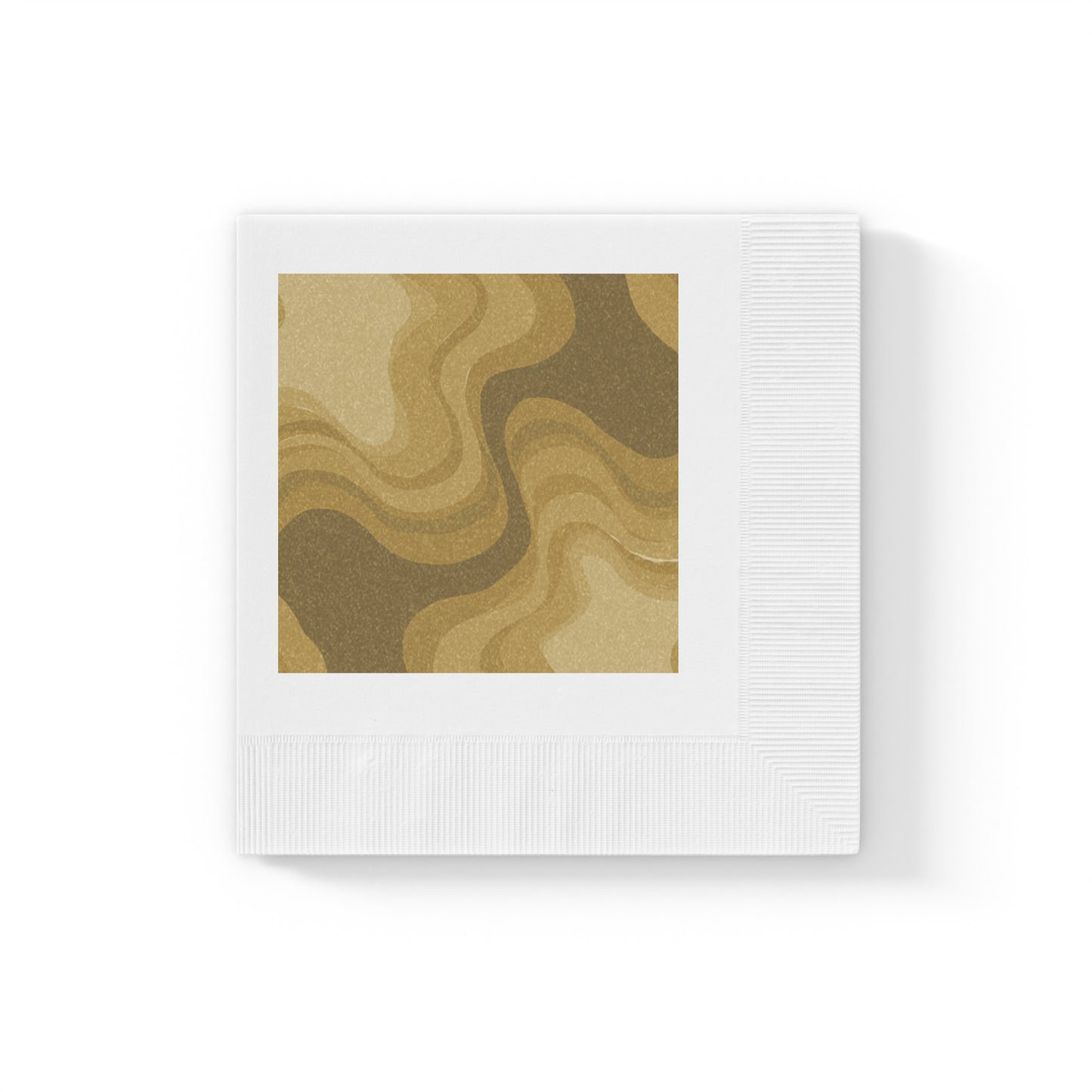 Brown Wavey White Coined Napkins, 4.8" x 4.8"