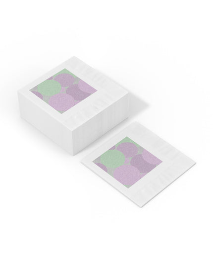 Pastel Lavender Purple and Soft Green Patches White Coined Napkins, 4.8" x 4.8"