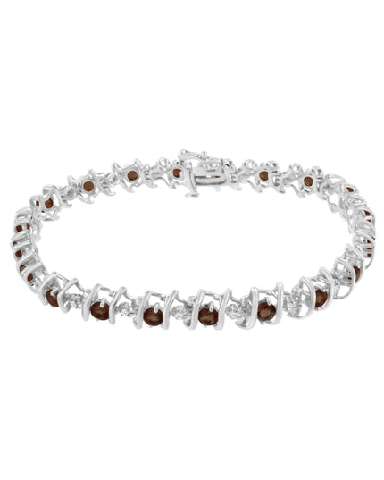 .925 Sterling Silver Lab-Grown Birthstone and 1/6 Cttw Round Diamond Tennis Bracelet (H-I Color, I1-I2 Clarity)