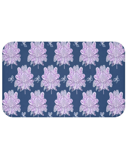 Purple White Floral Butterflies 34" x 21" Bath Mat