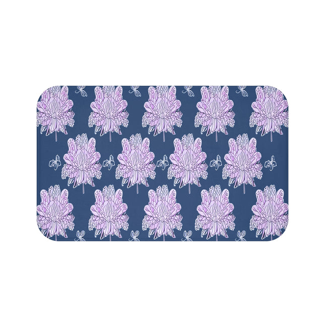 Purple White Floral Butterflies 34" x 21" Bath Mat