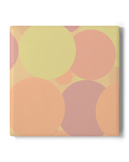 Pastel Hot Peach Patches 4" x 4" Square Ceramic Coaster