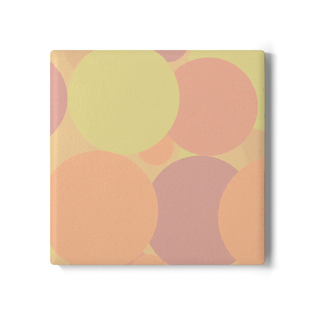 Pastel Hot Peach Patches 4" x 4" Square Ceramic Coaster