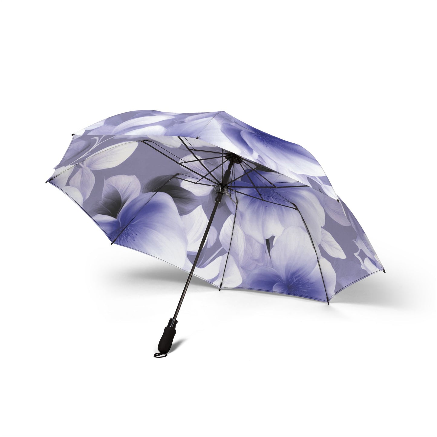 Indigo Blossom Floral Bunch Foldable Umbrella - Compact & Chic