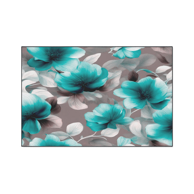 Tif Green Gray Floral Bunch Heavy Duty Floor Mat, 48" x 72"