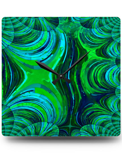 Uzi Spiral Blue Green Acrylic Wall Clock, Round or Square, 10.75" x 10.75"