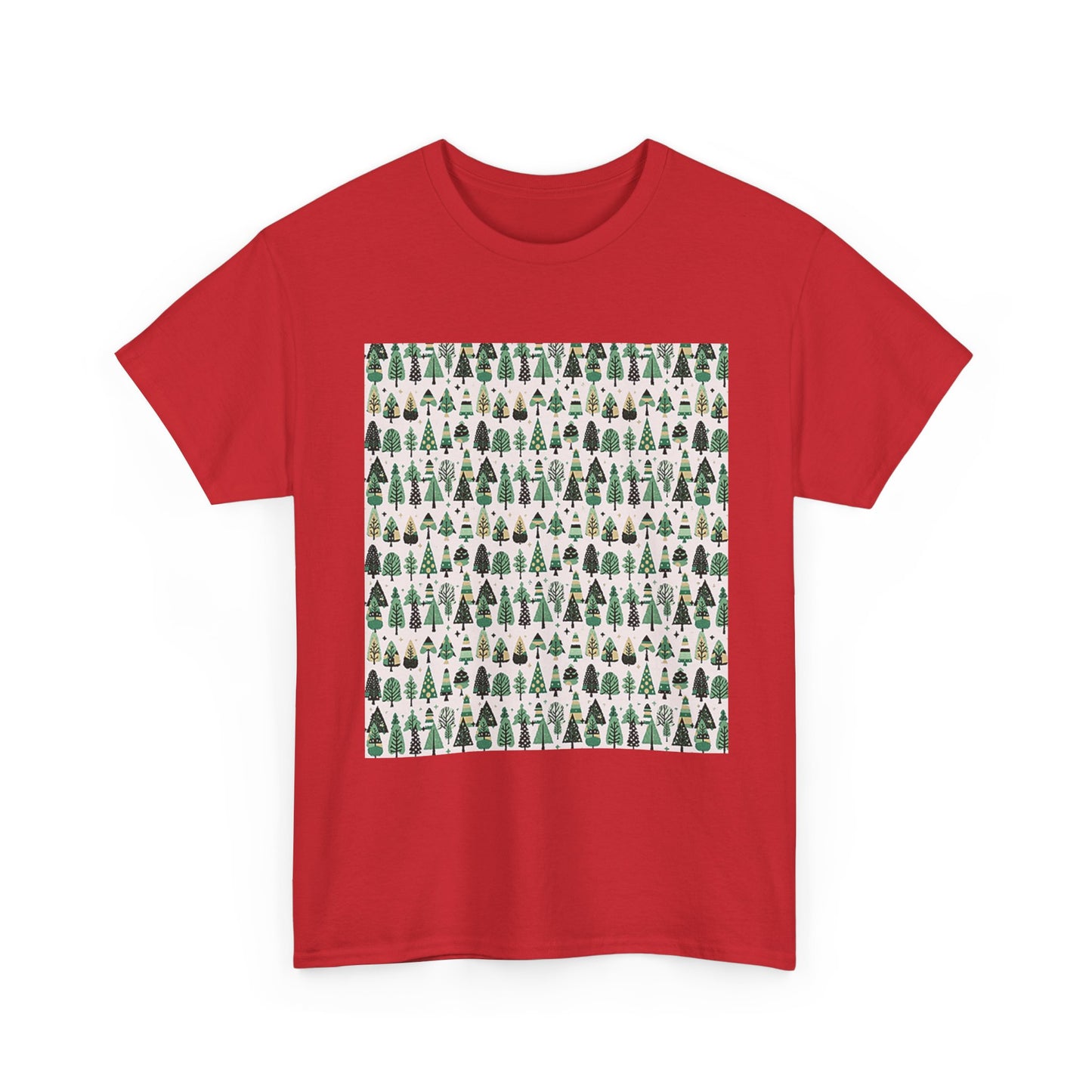 Mini Vintage Green Trees Unisex Heavy Cotton Tee, Medium