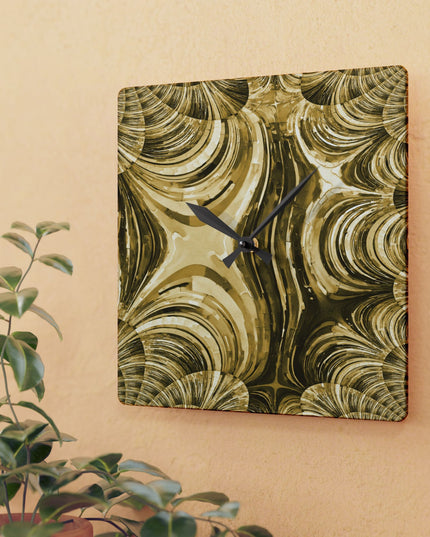Uzi Spiral Light Brown Acrylic Wall Clock, Round or Square, 10.75" x 10.75"