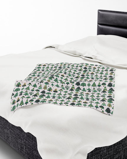 Mini Vintage Green Trees Velveteen Plush Blanket, 30" x 40"