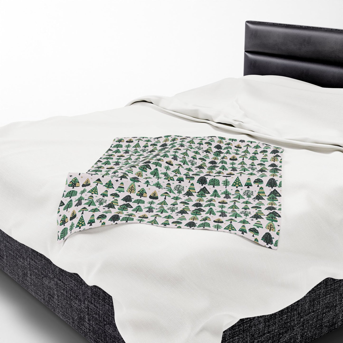 Mini Vintage Green Trees Velveteen Plush Blanket, 30" x 40"