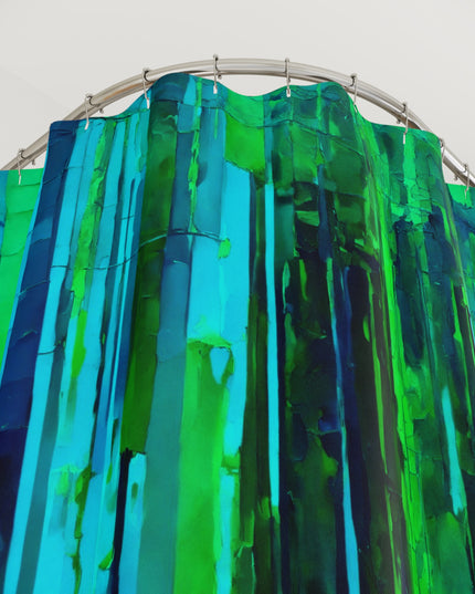 Striped Blue Green Shower Curtains, 71" x 74"