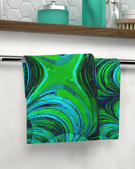 Uzi Spiral Blue Green Face Towel, 13" x 13"