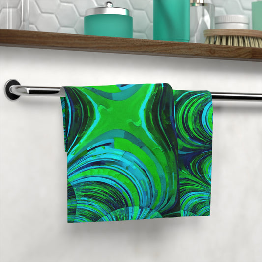 Uzi Spiral Blue Green Face Towel, 13" x 13"