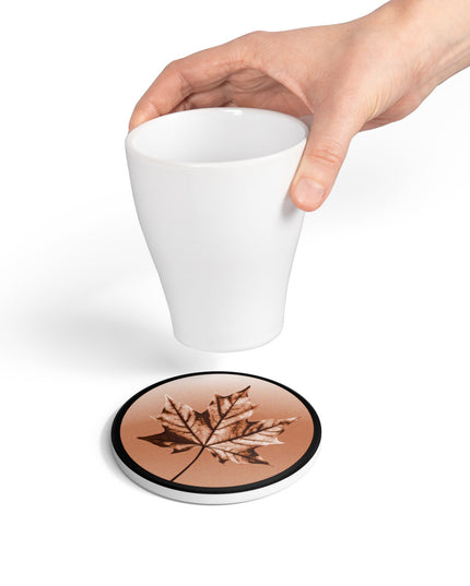 Soft Maple Leaf 4" x 4" Round Ceramic Coaster