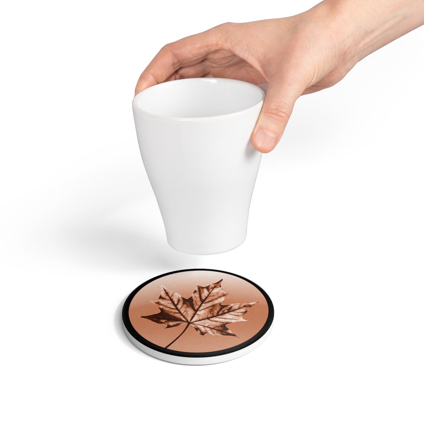 Soft Maple Leaf 4" x 4" Round Ceramic Coaster