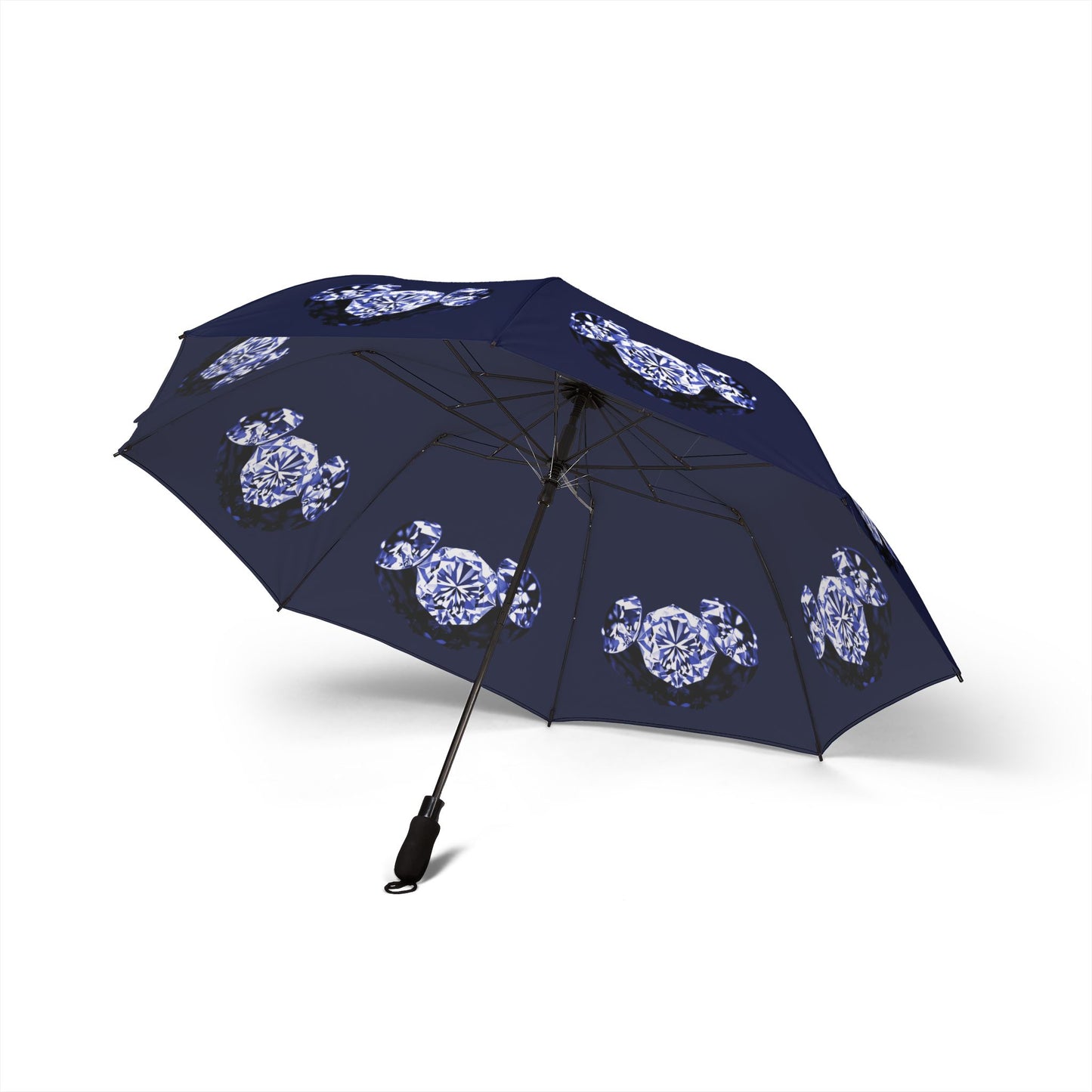 Stylish Deep Blue Tri-Diamonds Foldable Umbrella - Compact & Chic