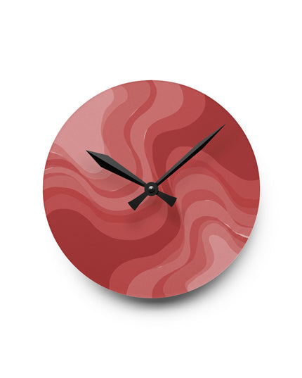Power Red Wavey 8" x 8" Round Acrylic Wall Clock