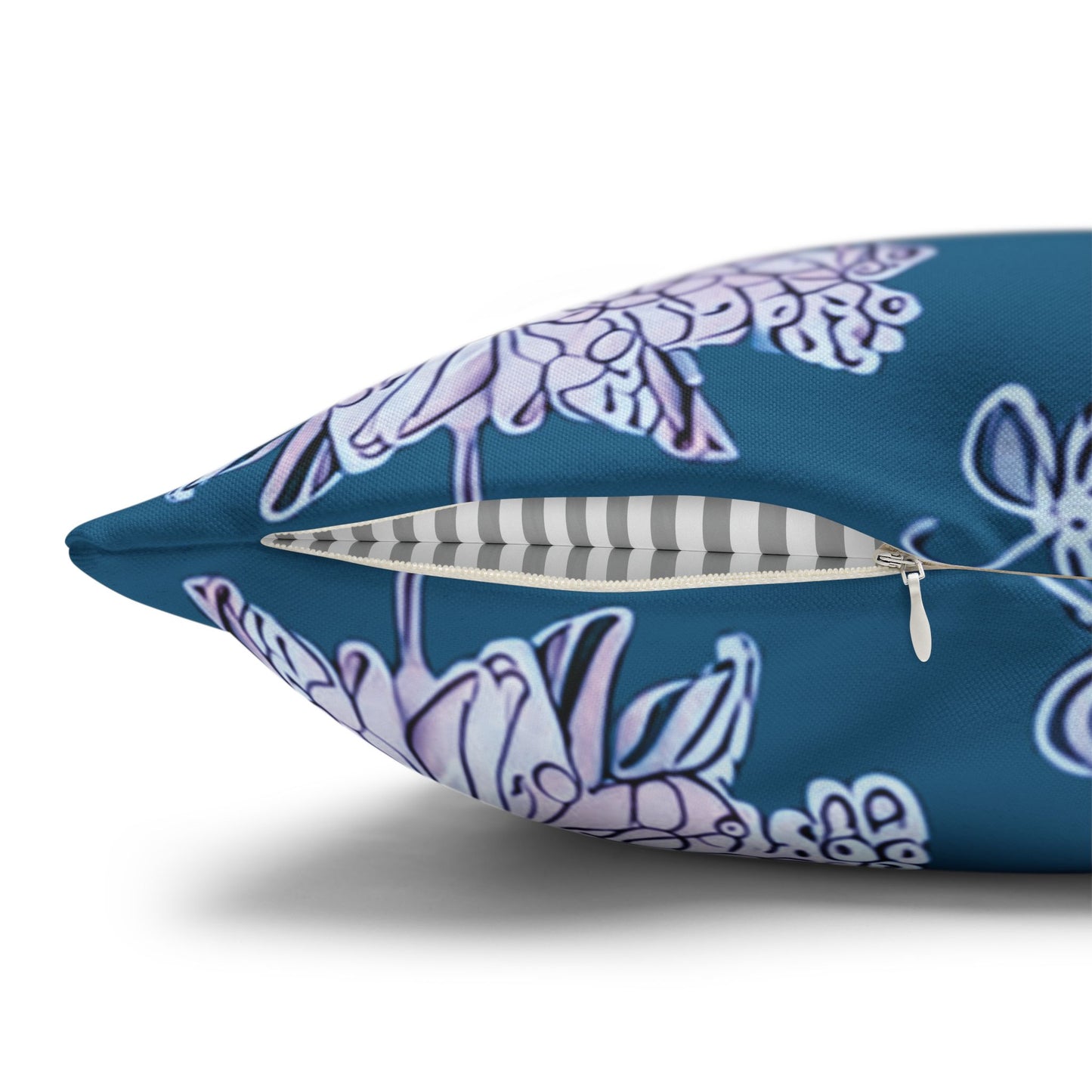 Lavender Floral Butterflies Spun Polyester Square Pillowcase, 14" x 14"