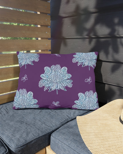 Blue Floral Butterflies 20" x 14" Outdoor Pillow