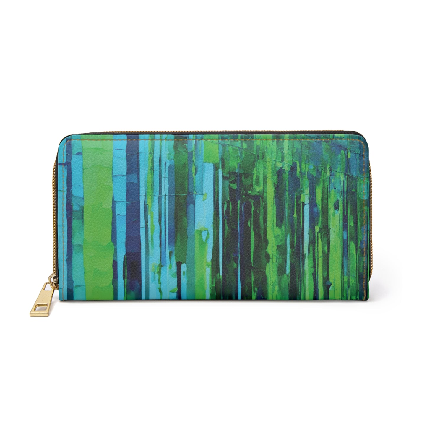 Striped Blue Green Elegant Abstract Zipper Wallet - Stylish & Functional Accessory for Everyday Use