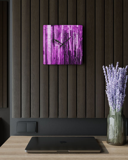 Striped Powder Lavender Acrylic Wall Clock, Round or Square, 10.75" x 10.75"
