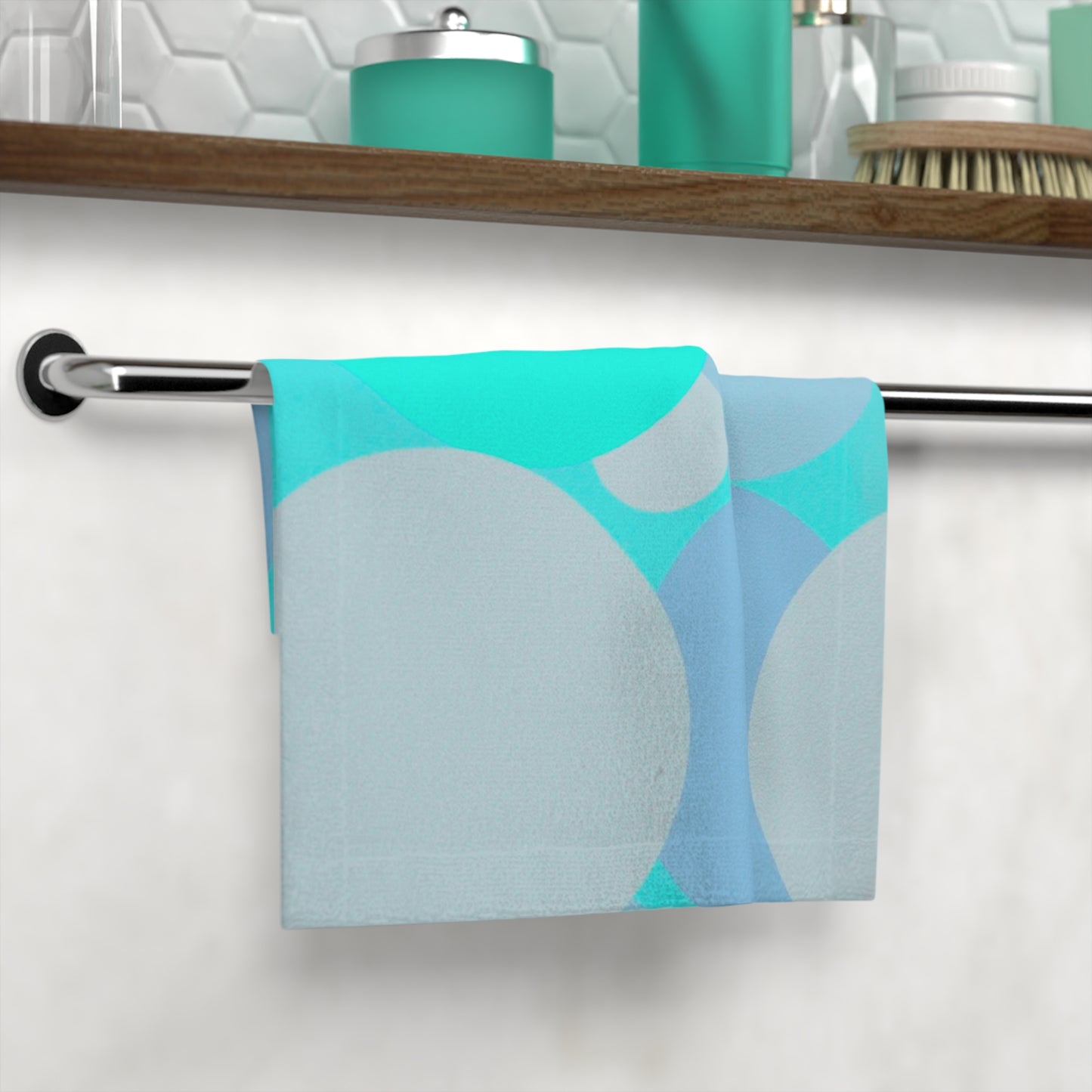 Pastel Tan and Tif Patches Face Towel, 13" x 13"