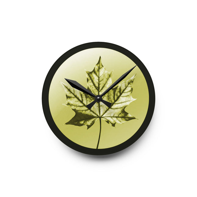 Lemon Maple Leaf Acrylic Round Wall Clock, 8" x 8"