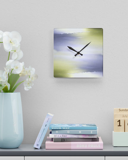 Lavender Sea Golden Fog Acrylic Wall Clock, Round or Square, 10.75" x 10.75"